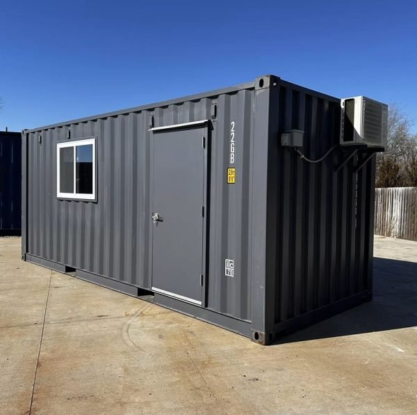 20 ft 20’ Slate Gray Shiplap 120V Shipping Container Office Minisplit