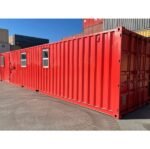 40FT Modified Shipping Container Office – 800 Sq Ft, Red, w/ Bathroom & Storage